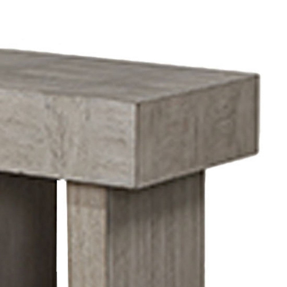 Lezy Side End Table | 22’’ | Gray Oak Wood Top | Double Pedestal Base BM336418