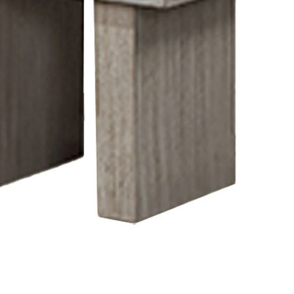 Lezy Side End Table | 22’’ | Gray Oak Wood Top | Double Pedestal Base BM336418