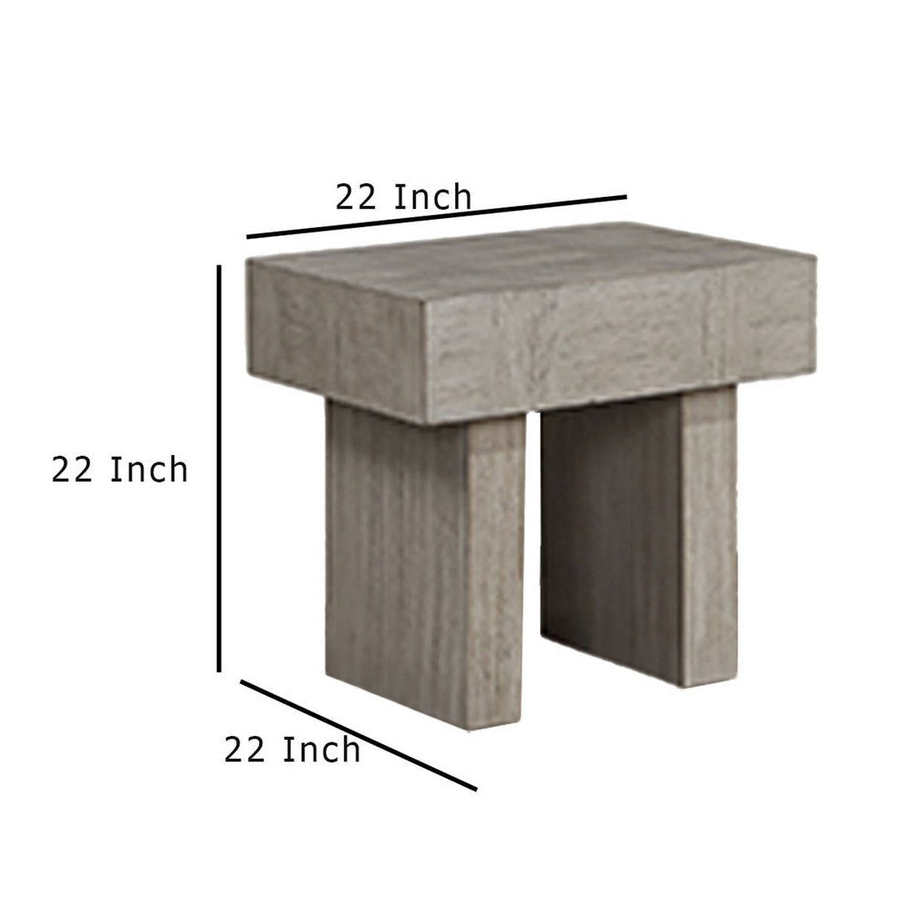 Lezy Side End Table | 22’’ | Gray Oak Wood Top | Double Pedestal Base BM336418