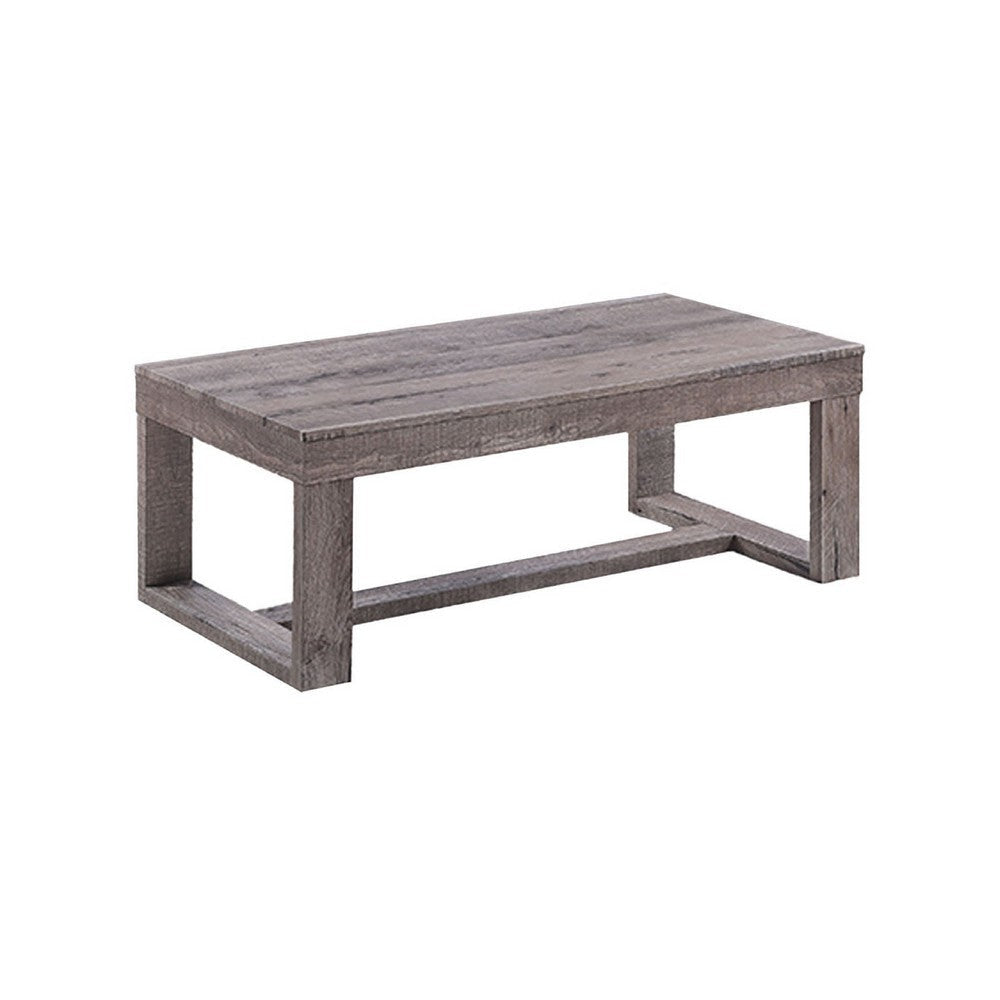 Knic Coffee Table | 48" | Gray Rectangular Top | Double Pedestal Base