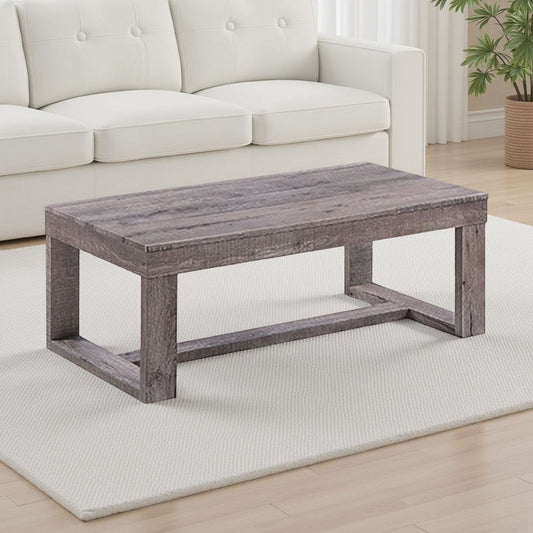 Knic Coffee Table | 48" | Gray Rectangular Top | Double Pedestal Base