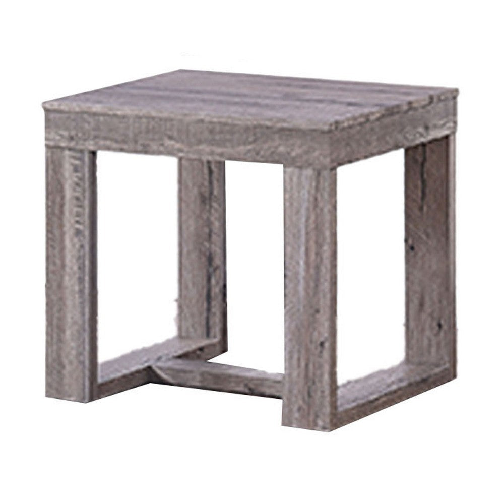 Knic Side End Table | 24’’ | Gray Square Wood Top | Double Pedestal BM336420