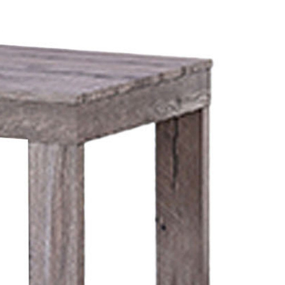 Knic Side End Table | 24’’ | Gray Square Wood Top | Double Pedestal BM336420