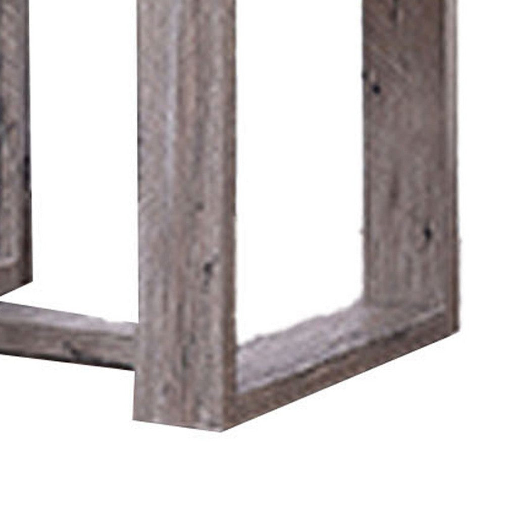 Knic Side End Table | 24’’ | Gray Square Wood Top | Double Pedestal BM336420
