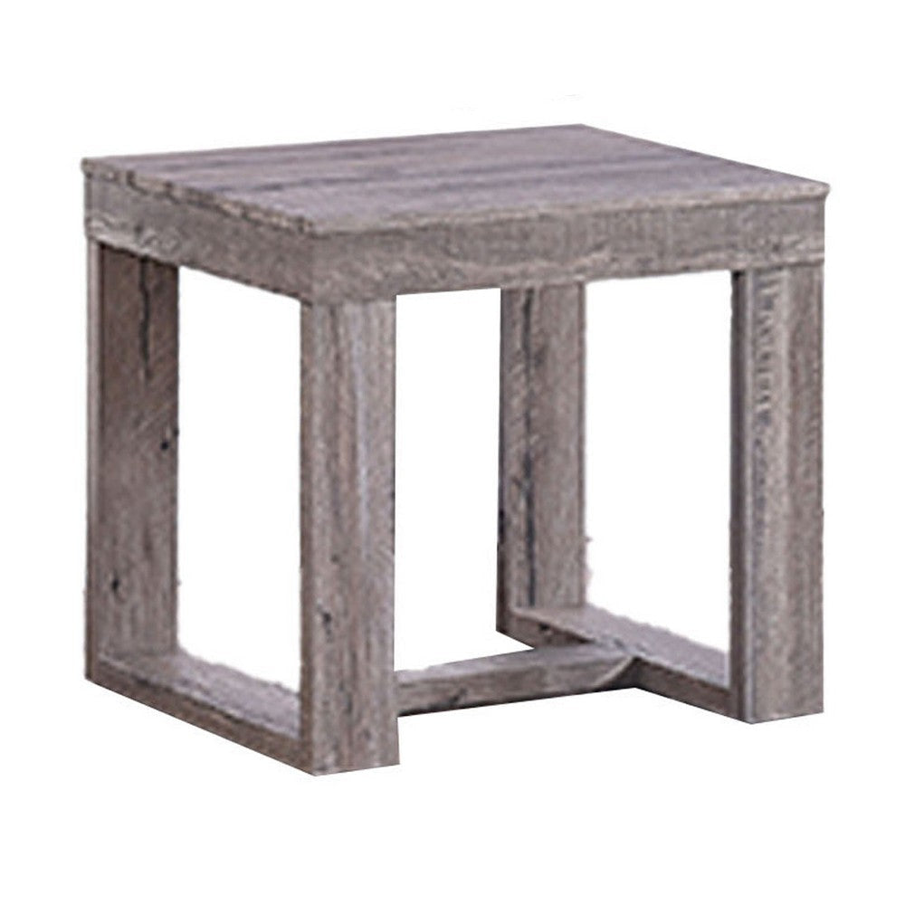 Knic Side End Table | 24’’ | Gray Square Wood Top | Double Pedestal BM336420