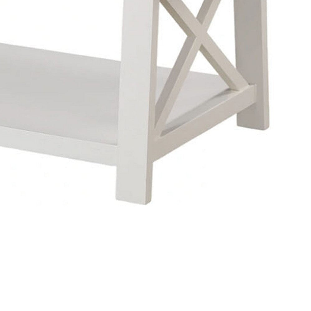 Heo 3pc Coffee and Side End Table Set | Gray Wood Top | White X Legs BM336423