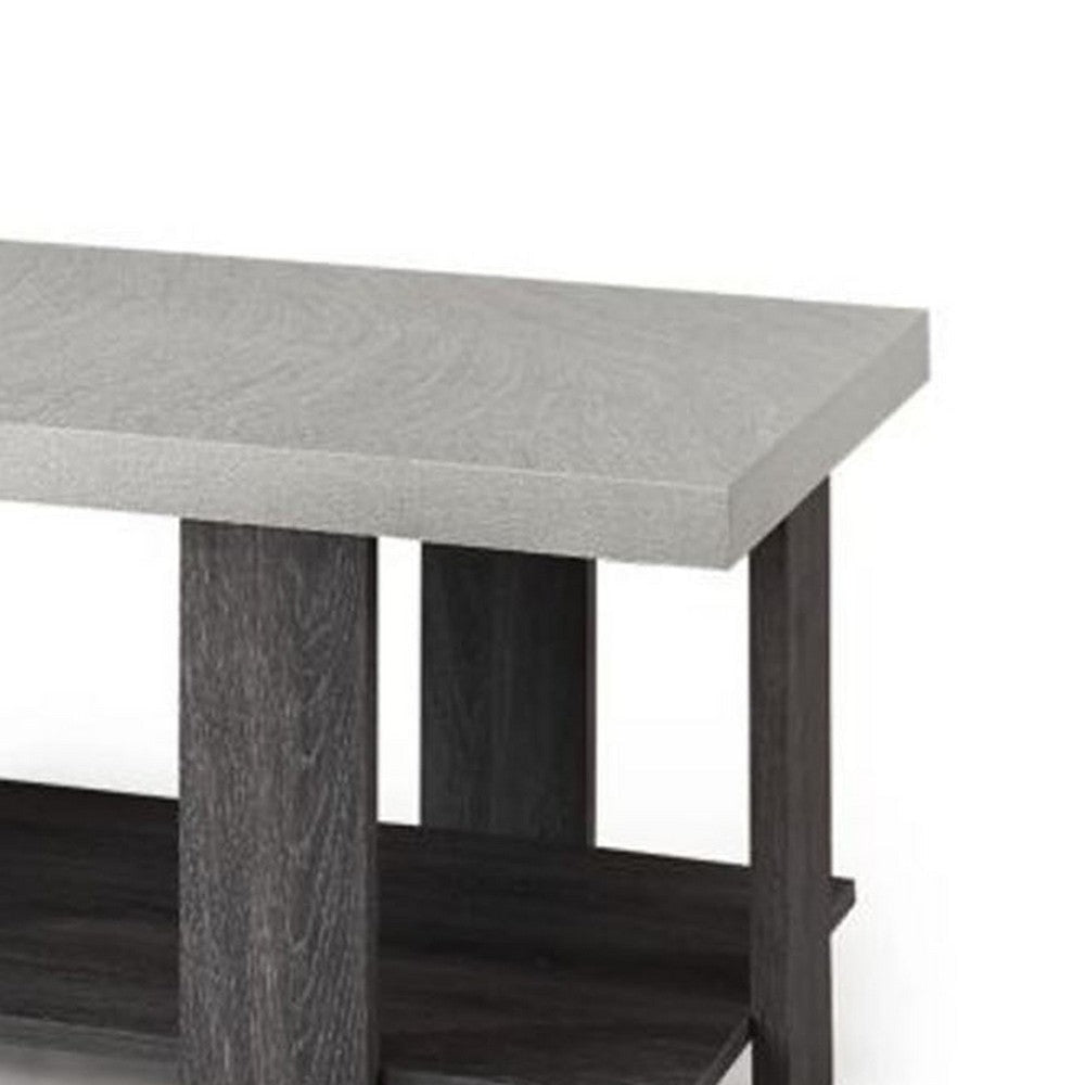 Birz 3pc Coffee and Side End Table Set | Beige Wood Top | Gray Base BM336424