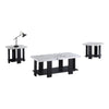 Birz 3pc Coffee and Side End Table Set | Beige Wood Top | Gray Base