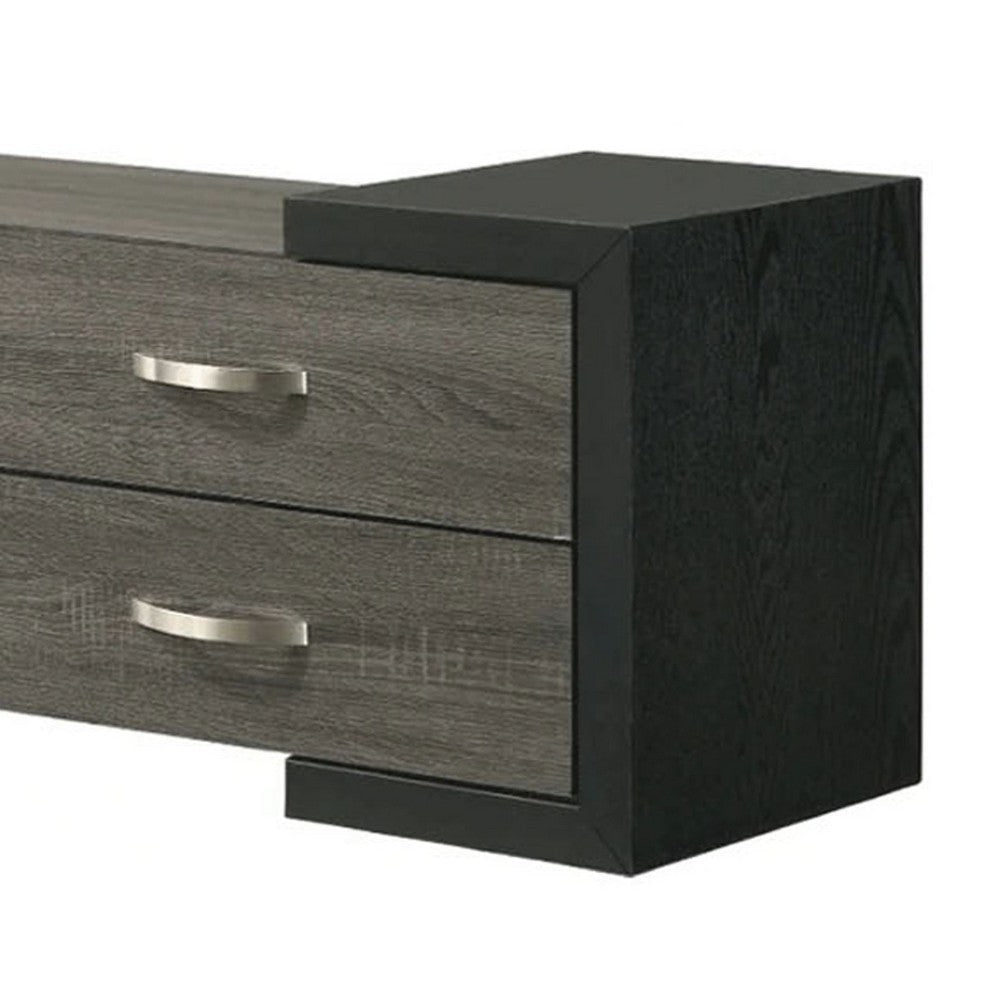 Teny TV Stand Media Cabinet | 70’’ | 4 Drawers | Black Edge | Gray Wood BM336425