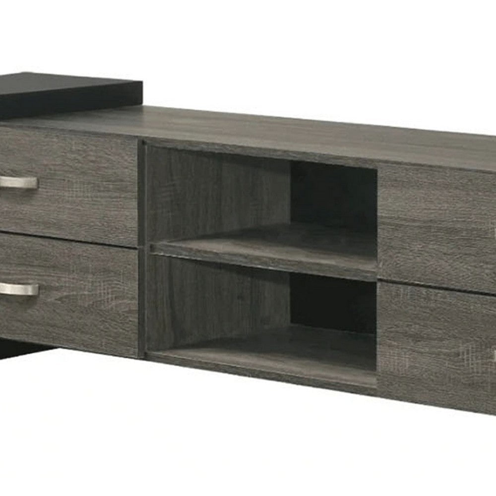 Teny TV Stand Media Cabinet | 70’’ | 4 Drawers | Black Edge | Gray Wood BM336425
