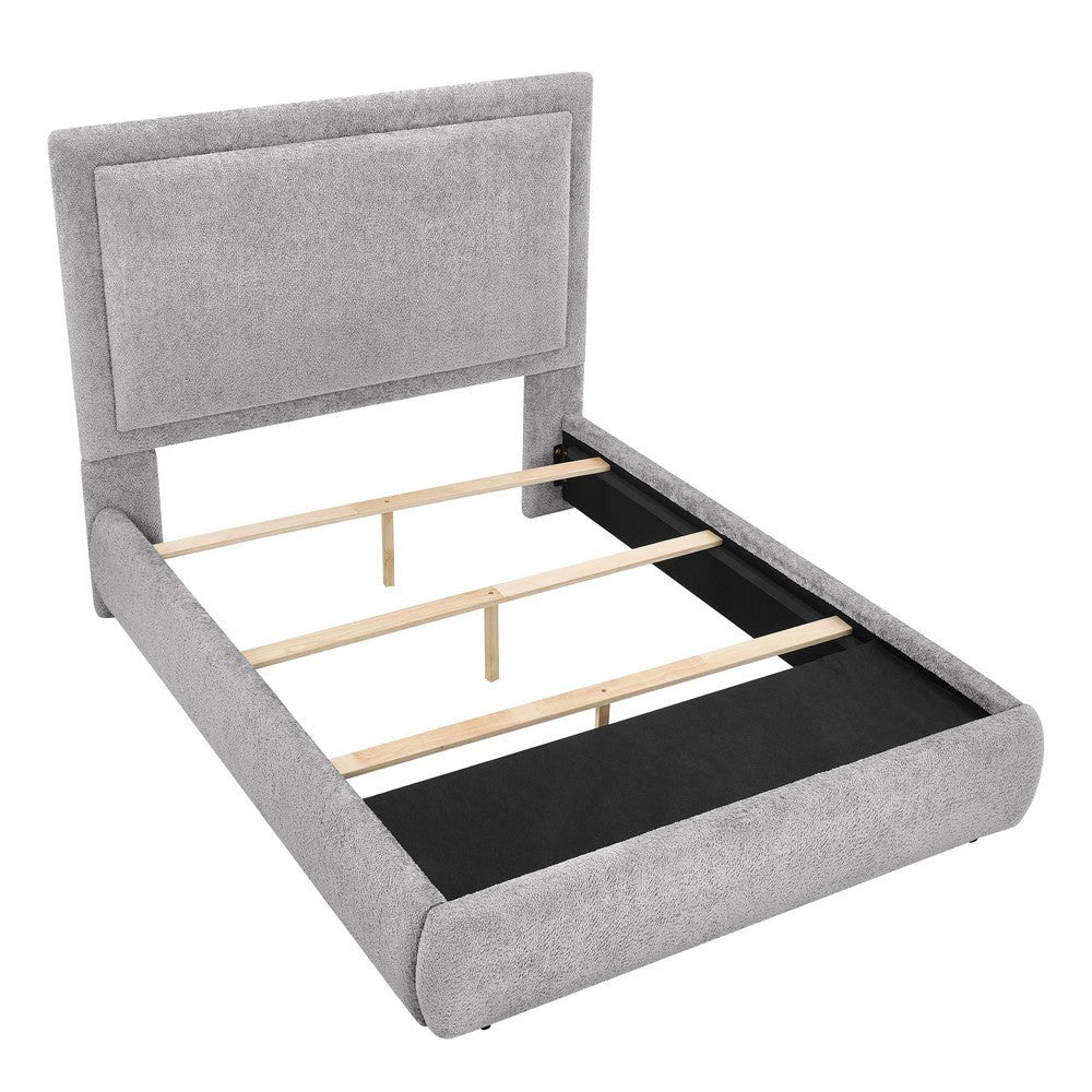 Reby King Size Bed w Storage Drawer | Gray Chenille Upholstery