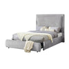 Reby King Size Bed w Storage Drawer | Gray Chenille Upholstery