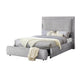 Reby King Size Bed w Storage Drawer | Gray Chenille Upholstery