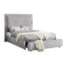 Reby Queen Size Bed w Storage Footboard | Gray Chenille Upholstery