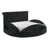 Jeri King Size Round Bed w Storage Footboard | Black Velvet Upholstery