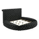 Jeri King Size Round Bed w Storage Footboard | Black Velvet Upholstery