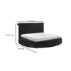 Jeri King Size Round Bed w Storage Footboard | Black Velvet Upholstery