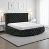 Jeri King Size Round Bed w Storage Footboard | Black Velvet Upholstery