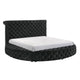 Jeri King Size Round Bed w Storage Footboard | Black Velvet Upholstery