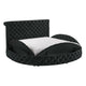 Jeri Queen Size Round Bed w Storage Drawer Black Velvet Upholstery