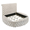 Jeri King Round Bed w Storage Footboard | Ivory Italian Upholstery