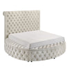 Jeri King Round Bed  w Storage Footboard | Ivory Italian Upholstery