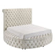 Jeri King Round Bed  w Storage Footboard | Ivory Italian Upholstery