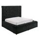 Heri King Bed w Side Storage | Chesterfield Black Velvet Upholstery