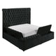 Heri King Bed w Side Storage | Chesterfield Black Velvet Upholstery