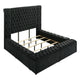 Heri Queen Bed w Side Storage | Chesterfield Black Velvet Upholstery