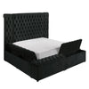 Heri Queen Bed w Side Storage | Chesterfield Black Velvet Upholstery