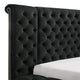 Heri Queen Bed w Side Storage | Chesterfield Black Velvet Upholstery