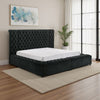 Heri Queen Bed w Side Storage | Chesterfield Black Velvet Upholstery