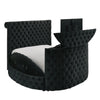 Leri Round King Bed w TV Stand LED Fireplace | Black Velvet Upholstery