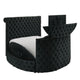 Leri Round King Bed w TV Stand LED Fireplace | Black Velvet Upholstery