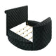 Leri Round Queen Bed w TV Stand LED Fireplace Black Velvet Upholstery