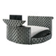 Leri Round King Bed with Lift TV Stand and LED Fireplace | Gray Velvet