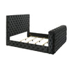 Meri King Bed with Lift TV Stand | Tufted Black Velvet Upholstery