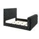Meri King Bed with Lift TV Stand | Tufted Black Velvet Upholstery