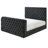 Meri King Bed with Lift TV Stand | Tufted Black Velvet Upholstery