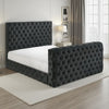 Meri Queen Bed with Lift TV Stand | Tufted Black Velvet Upholstery