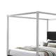 Keri King Size Canopy Bed | White Slatted Wood | Black Upholstery