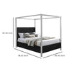 Keri King Size Canopy Bed | White Slatted Wood | Black Upholstery
