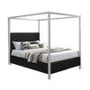 Keri King Size Canopy Bed | White Slatted Wood | Black Upholstery