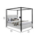 Keri King Size Canopy Bed | Black Slatted Wood | White Upholstery