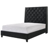 Toer Queen Bed | Tall Wingback Headboard | Black Velvet Upholstery
