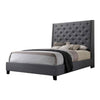 Toer Queen Size Bed | Tall Wingback Headboard | Modern Gray Upholstery