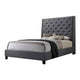 Toer Queen Size Bed | Tall Wingback Headboard | Modern Gray Upholstery