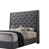 Toer Queen Size Bed | Tall Wingback Headboard | Modern Gray Upholstery
