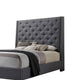 Toer Queen Size Bed | Tall Wingback Headboard | Modern Gray Upholstery